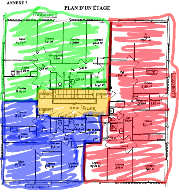 Gestion prévisionnelle et suivi de chantier 2004 - plan seul colorié par zones