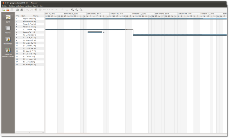 Capture d'écran du logiciel Planner